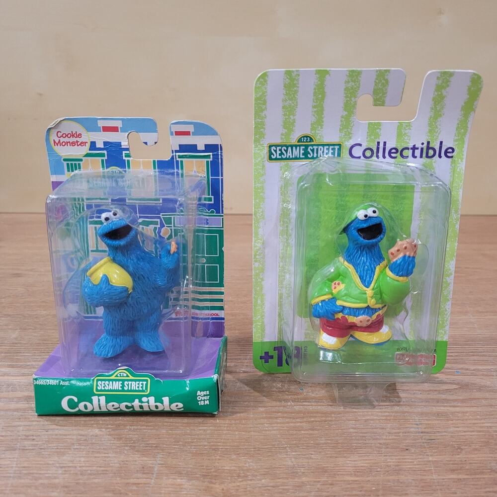 Sesame Street PVC Collectible Figures Cookie Monster Tyco Fisher Price Toy Vtg